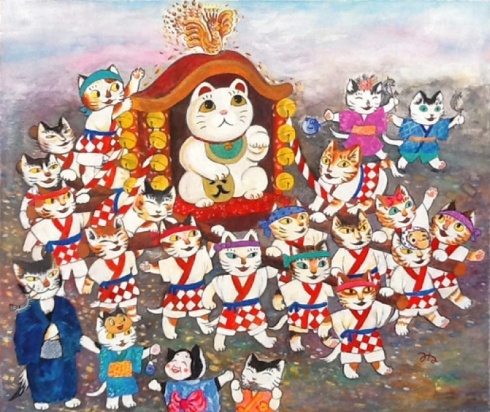 山岡みね展　ねこのあいうえお（ま-）＋犬